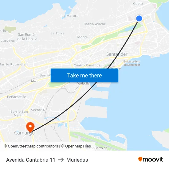 Avenida Cantabria 11 to Muriedas map