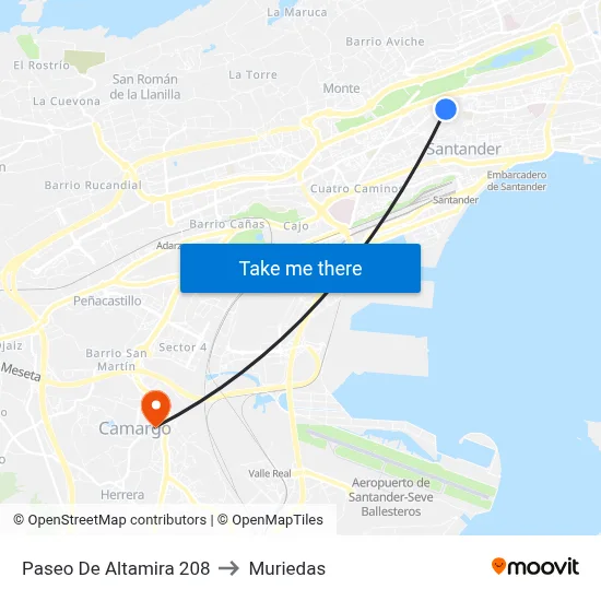Paseo De Altamira 208 to Muriedas map