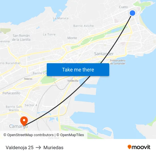 Valdenoja 25 to Muriedas map