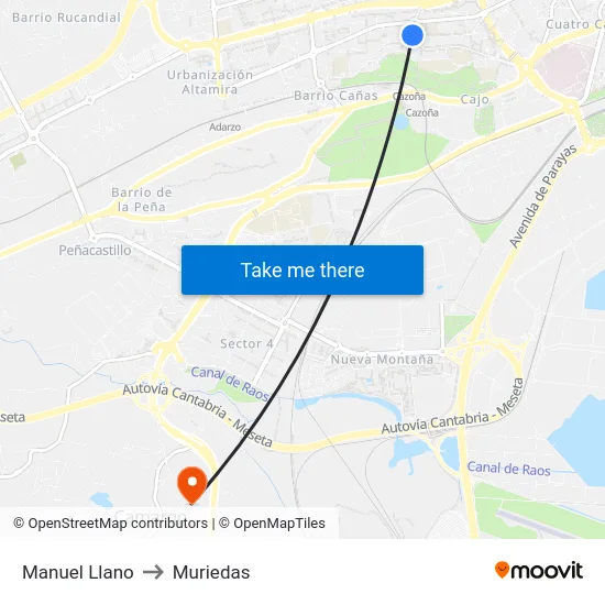 Manuel Llano to Muriedas map