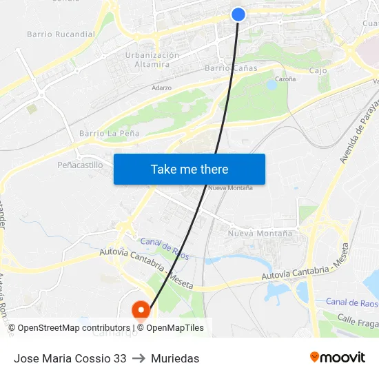 Jose Maria Cossio 33 to Muriedas map