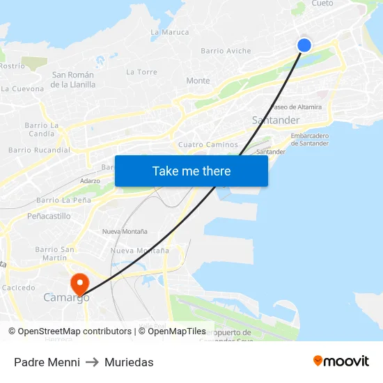 Padre Menni to Muriedas map