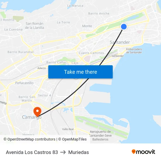 Avenida Los Castros 83 to Muriedas map