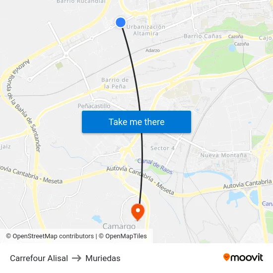 Carrefour Alisal to Muriedas map