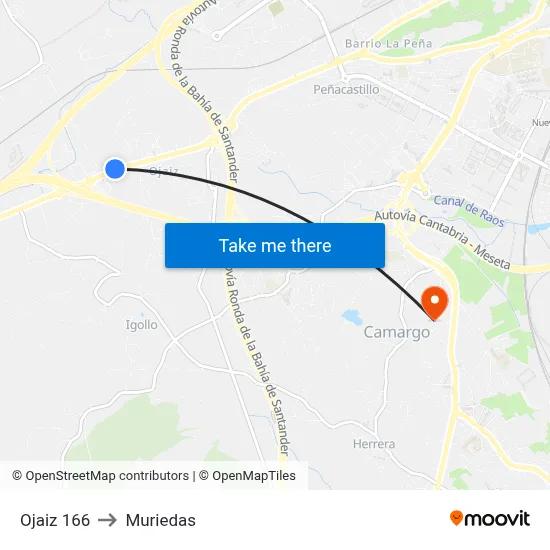 Ojaiz 166 to Muriedas map