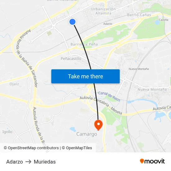Adarzo to Muriedas map