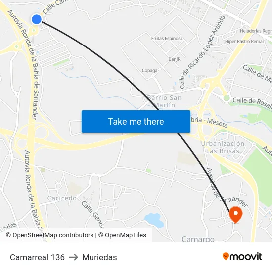 Camarreal 136 to Muriedas map