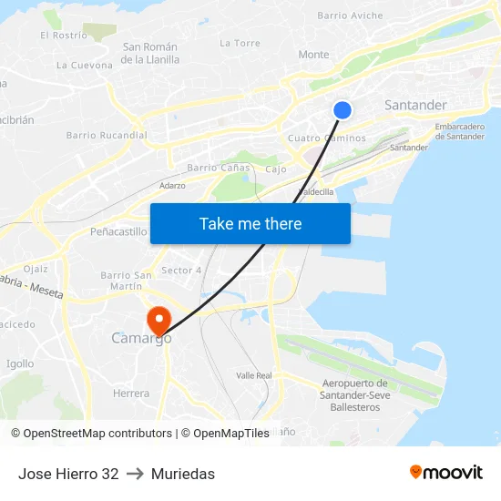 Jose Hierro 32 to Muriedas map