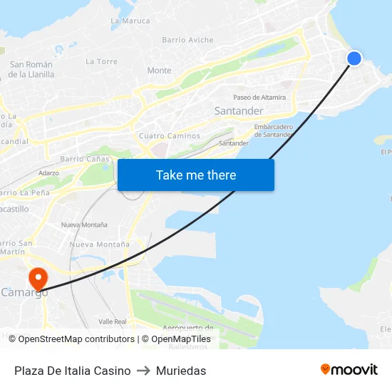 Plaza De Italia Casino to Muriedas map