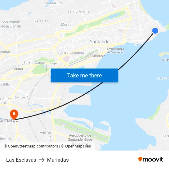 Las Esclavas to Muriedas map