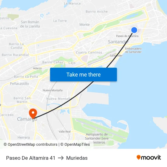 Paseo De Altamira 41 to Muriedas map