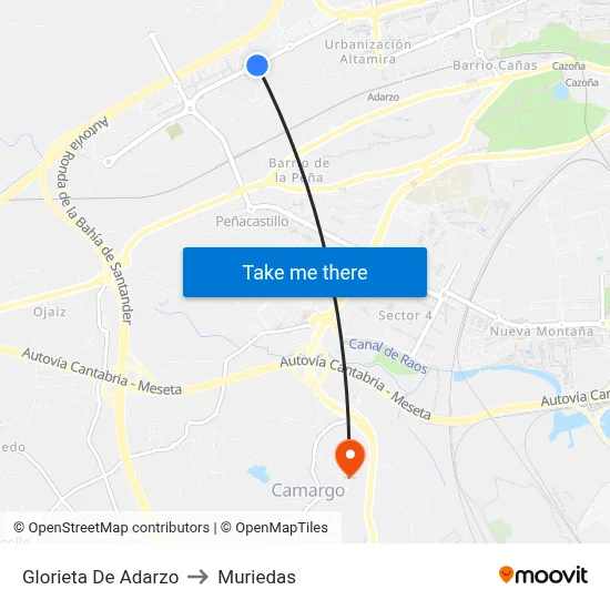 Glorieta De Adarzo to Muriedas map