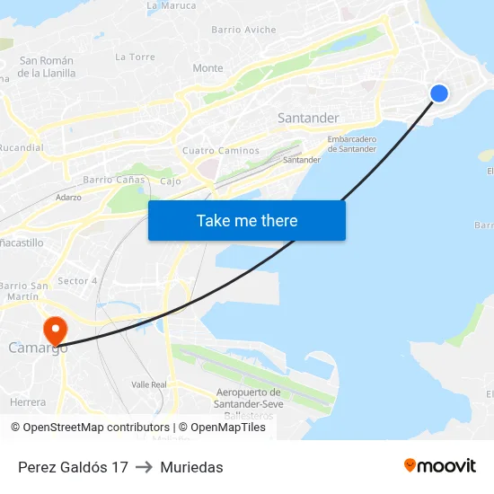Perez Galdós 17 to Muriedas map
