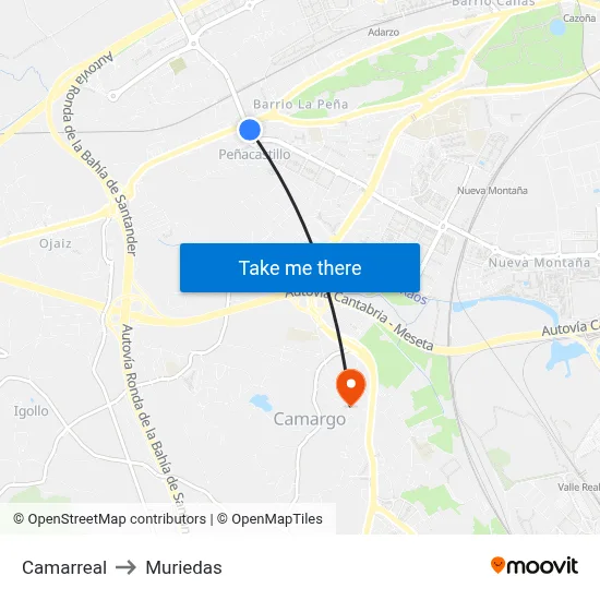 Camarreal to Muriedas map