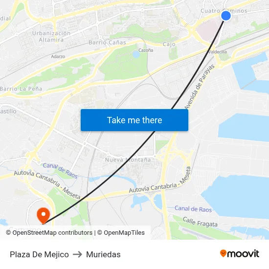 Plaza De Mejico to Muriedas map