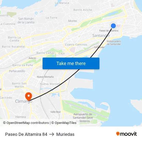 Paseo De Altamira 84 to Muriedas map