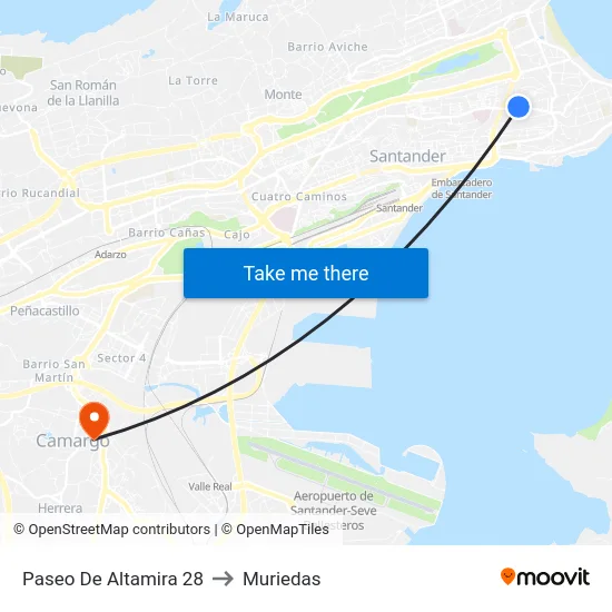 Paseo De Altamira 28 to Muriedas map
