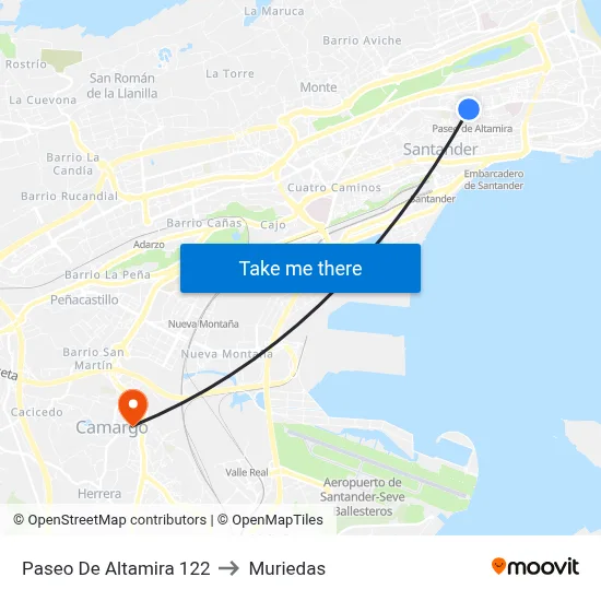 Paseo De Altamira 122 to Muriedas map