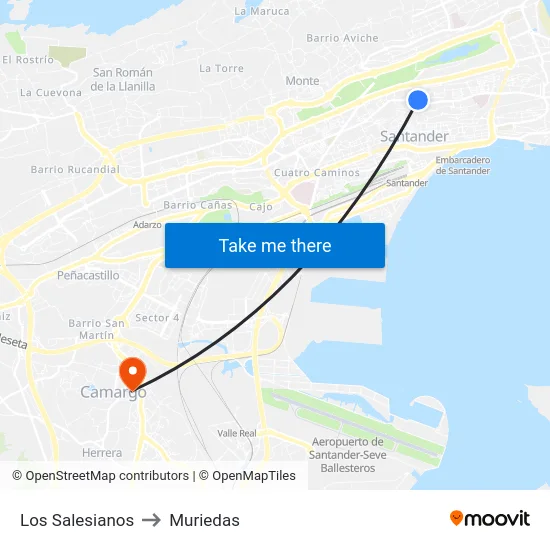 Los Salesianos to Muriedas map