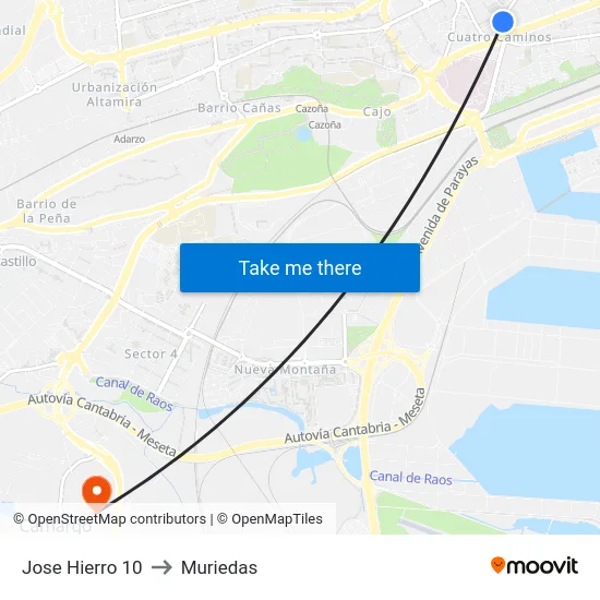 Jose Hierro 10 to Muriedas map