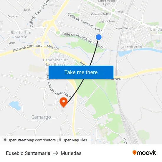 Eusebio Santamaria to Muriedas map