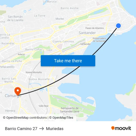Barrio Camino 27 to Muriedas map