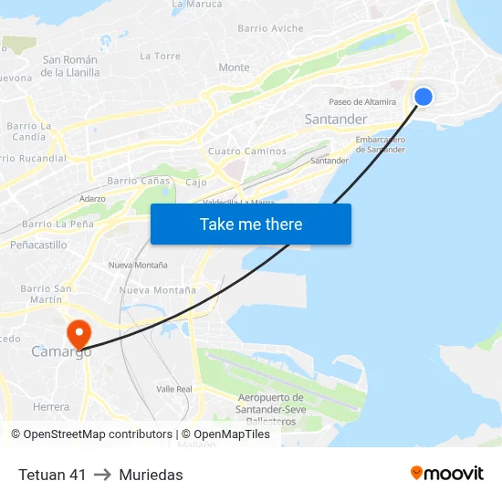 Tetuan 41 to Muriedas map