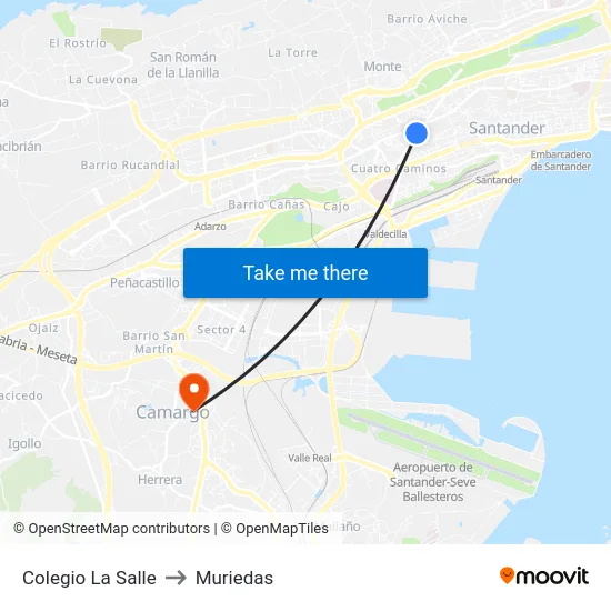 Colegio La Salle to Muriedas map