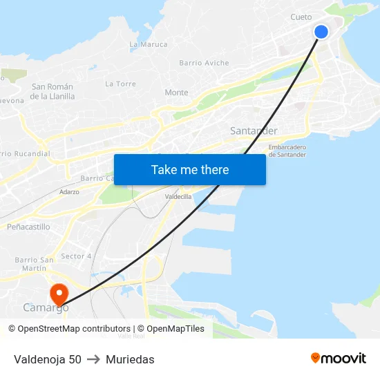 Valdenoja 50 to Muriedas map