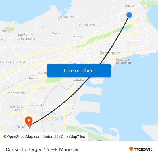 Consuelo Bergés 16 to Muriedas map