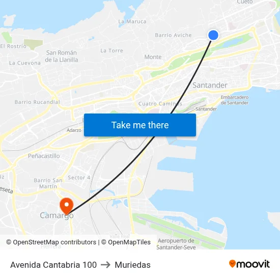 Avenida Cantabria 100 to Muriedas map