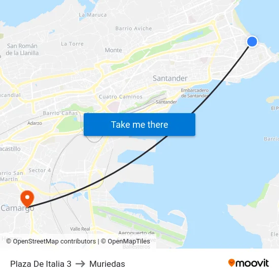 Plaza De Italia 3 to Muriedas map
