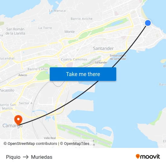 Piquio to Muriedas map