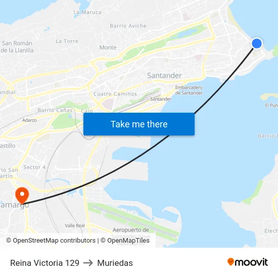 Reina Victoria 129 to Muriedas map