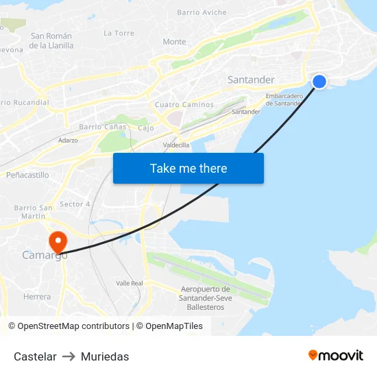Castelar to Muriedas map