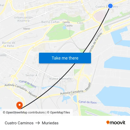 Cuatro Caminos to Muriedas map