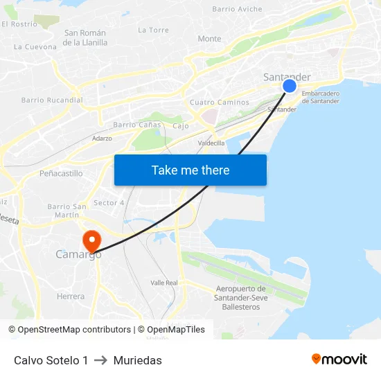 Calvo Sotelo 1 to Muriedas map