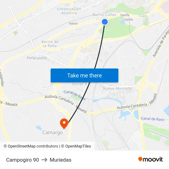 Campogiro 90 to Muriedas map