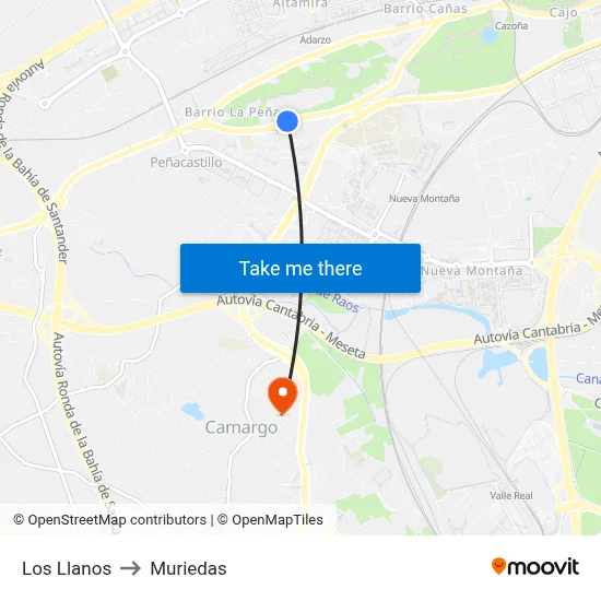 Los Llanos to Muriedas map