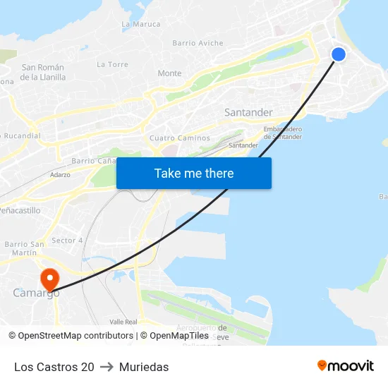 Los Castros 20 to Muriedas map