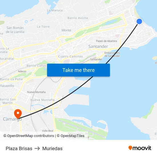 Plaza Brisas to Muriedas map