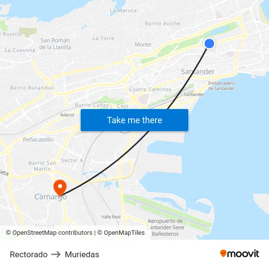 Rectorado to Muriedas map