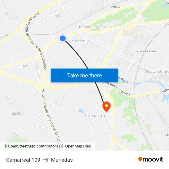 Camarreal 109 to Muriedas map