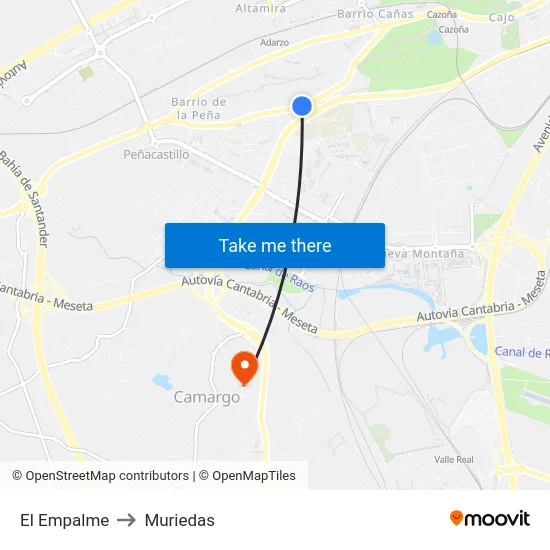 El Empalme to Muriedas map
