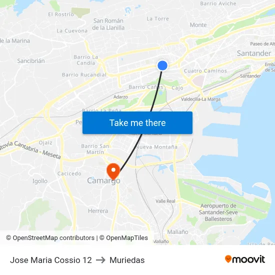 Jose Maria Cossio 12 to Muriedas map