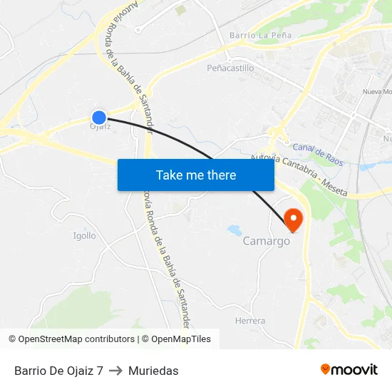 Barrio De Ojaiz 7 to Muriedas map