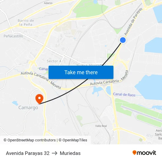 Avenida Parayas 32 to Muriedas map