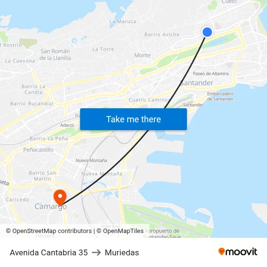 Avenida Cantabria 35 to Muriedas map