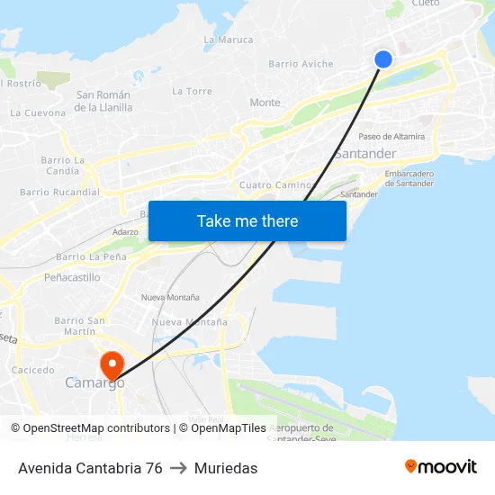 Avenida Cantabria 76 to Muriedas map