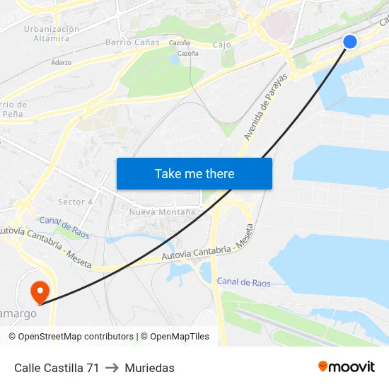 Calle Castilla 71 to Muriedas map